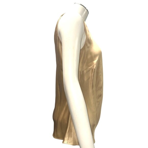 Transitions Silk S Gold Satin Shine Sleeveless Tank Top Scoop Neck Blouse Cami - Picture 8 of 11